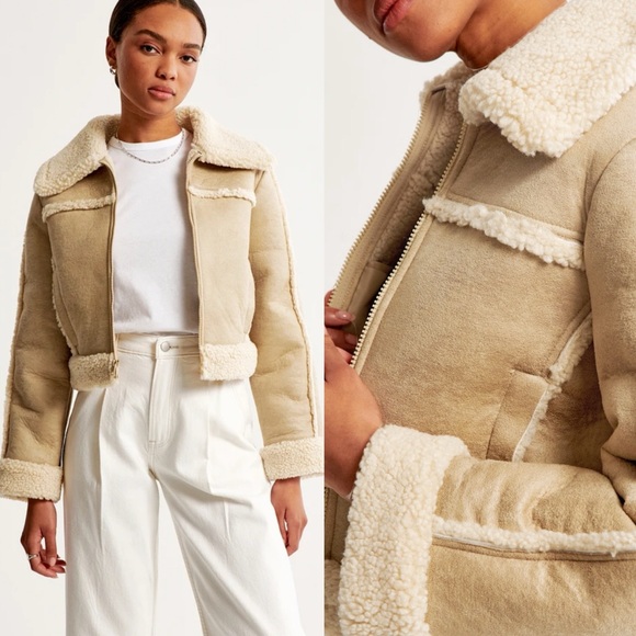 Abercrombie Sherpa CREAM
Cropped Vegan Suede Sherpa Jacket - Picture 4 of 11